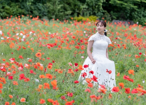 お一人で記念撮影